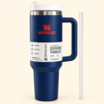 40 oz Vacuum Insulated Stainless Steel Travel Tumbler with Handle & Straw – Leak-Resistant Hot & Cold Car Mug