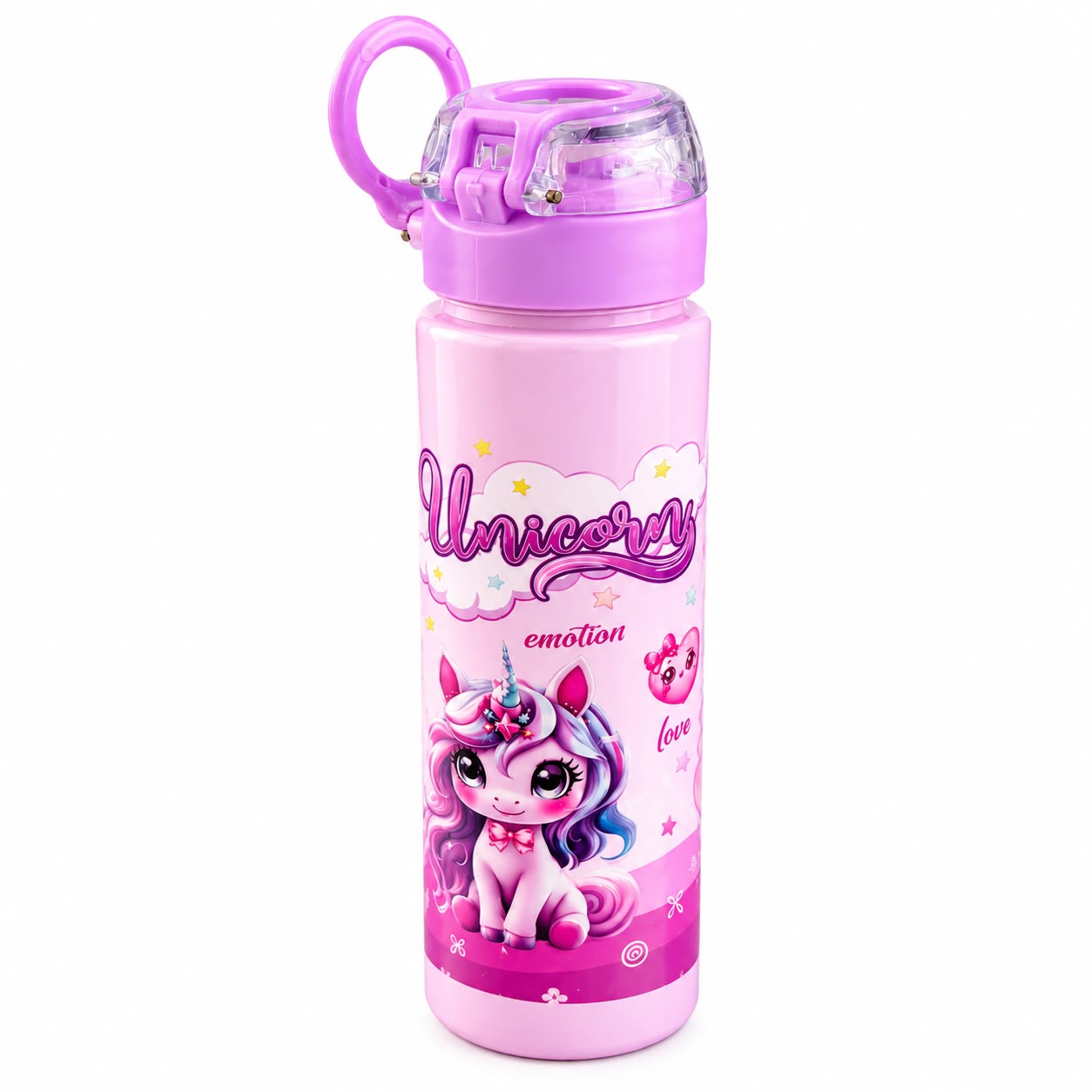 1 Cute Pink Unicorn Kids Stainless Steel Water Bottle with Leak-Proof Lid & Carrying Ring Handle – BPA-Free School Travel Flask - Image 1