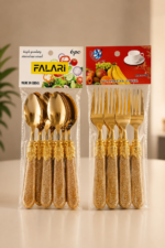 12-Piece Gold Stainless Steel Cutlery Combo Set – 6 Spoons & 6 Forks with Textured Handles