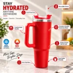 Stainless Steel Insulated Travel Tumbler with Ergonomic Handle & Reusable Straw – Leak-Proof Hot & Cold Car Mug - Image 3