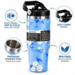 30 oz Floral Stainless Steel Vacuum Insulated Tumbler with Handle Lid & Flip Straw – Sweat-Free Hot & Cold Travel Mug (900 ml) - Image 4