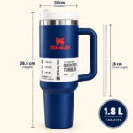 40 oz Vacuum Insulated Stainless Steel Travel Tumbler with Handle & Straw – Leak-Resistant Hot & Cold Car Mug - Image 6